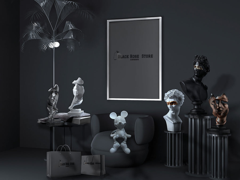 Home sculptures, statues, home decor interior design , london, modern designs, apollo sculptures , the mask statues , Titan statue , micky mouse, leblon delienne