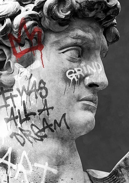 Statue of David Graffiti Art Canvas Painting David Head Sculpture Posters and Prints Street Wall Art Pictures for Room Decor