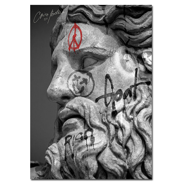 Statue of David Graffiti Art Canvas Painting David Head Sculpture Posters and Prints Street Wall Art Pictures for Room Decor
